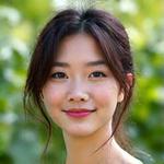 主任デザイナーである山田花子のポートレート、自然な笑顔
