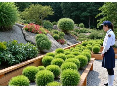植物園の展示エリアで鮮やかに展開する高山植物のレイアウト