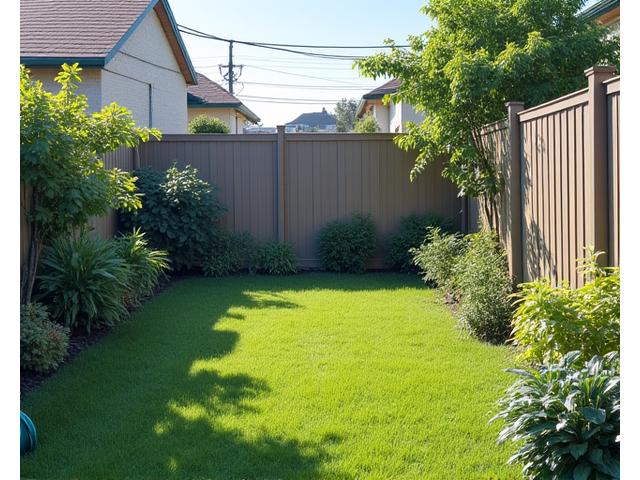改装前の個人住宅の庭。一般的な芝生が広がり、水やりスプリンクラーが見える。