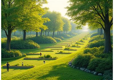 公園の斜面が市民の憩いの場として安全に活用されている事例