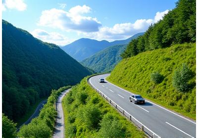 道路法面が緑化され、安全と交通景観が向上した事例